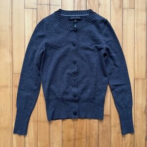 Banana Republic Extra Fine Italian Merino Wool Cardigan Sweater Dark Gray XS